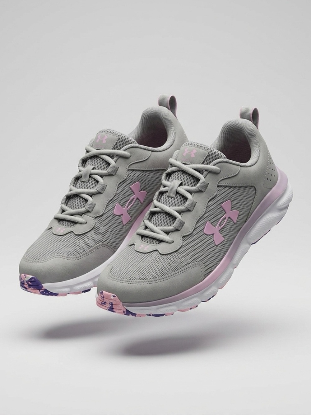 Under Armour Kids Grey & Pink Lightweight Trainer